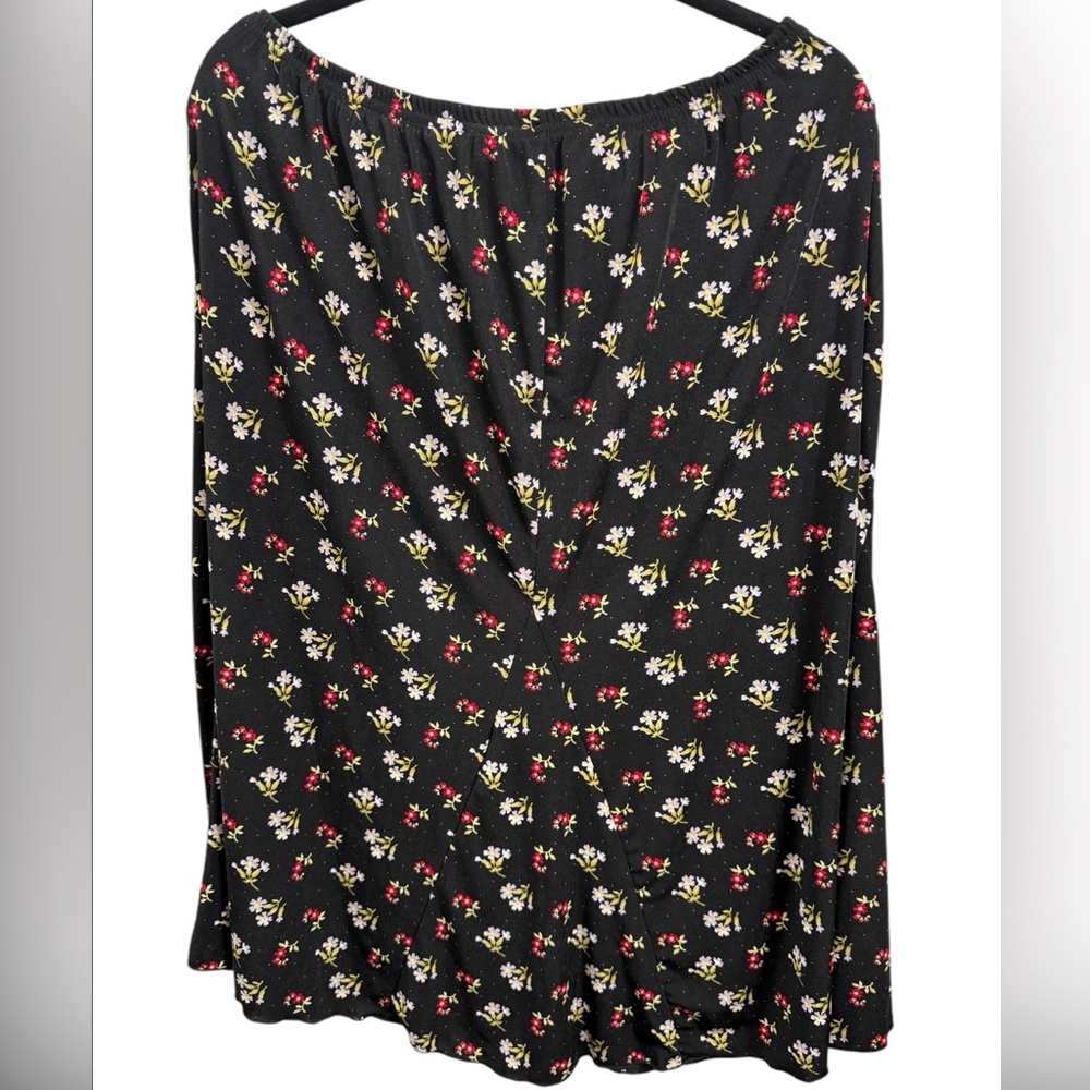 Jaclyn Smith Black Floral Midi Skirt Sz (2XL)